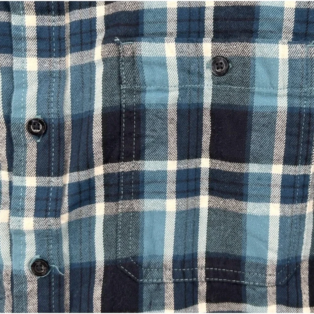 The North Face Plaid Flannel Button Down Long Sleeve Shirt Blue Men's‎ Large
